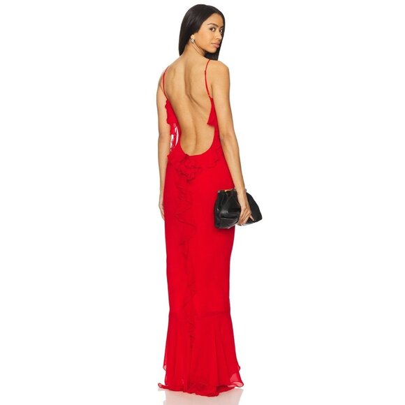 DELFI Lou Dress in Cherry Small New Womens Backless Maxi Gown - Picture 1 of 13